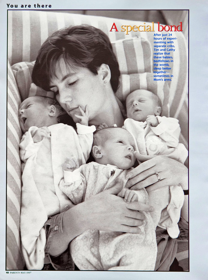 Joy Times Three  with Triplets. Parents Magazine. USA : TEAR SHEETS : Viviane Moos |  Documentary Photographer