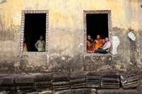 Young Cambodian monks in an Angkor Wat temple  - © Viviane Moos